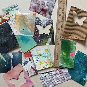Junk Journal Pack  15+ Hand painted Pieces, Great for scrapbooking, collage